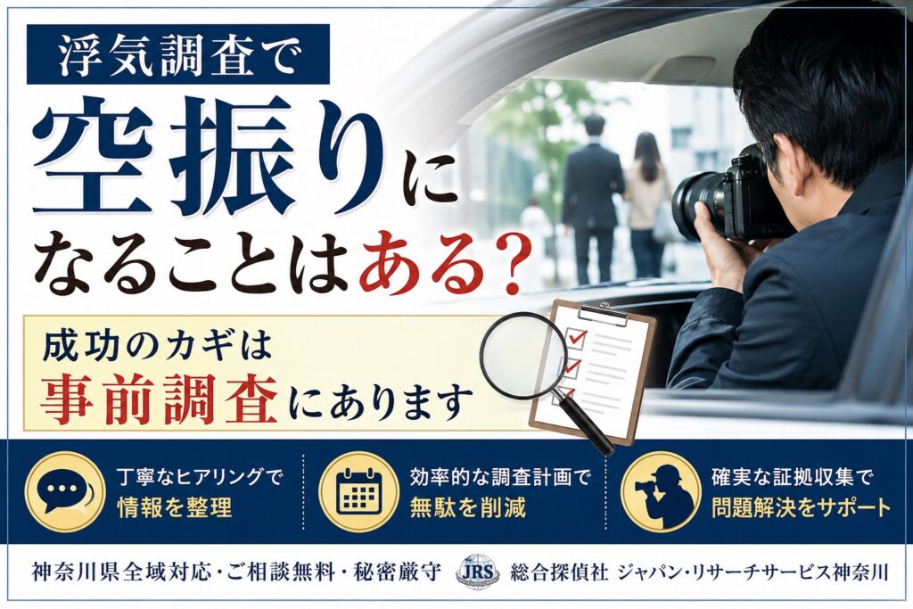 神奈川県で浮気調査をご検討中の方へ。空振りを防ぐために探偵が事前調査を重視する理由を解説。